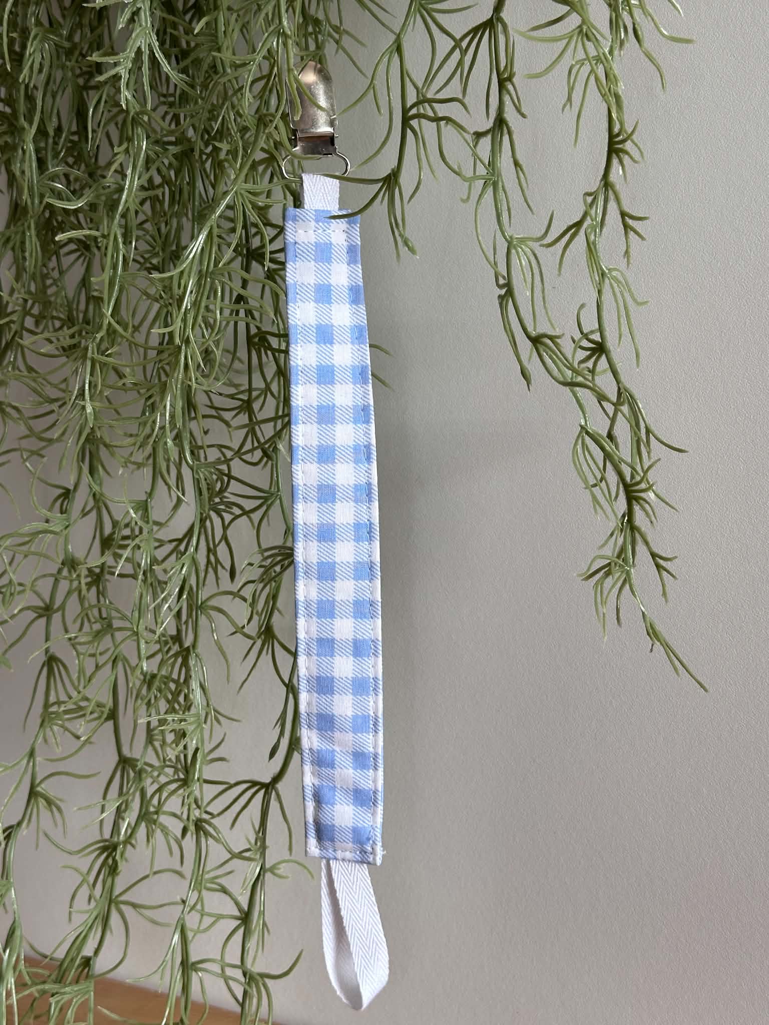 Pacifier Clip - Blue Gingham